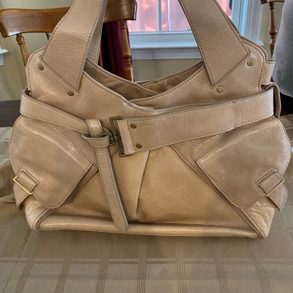 Kooba Tan Patent Leather Handbag